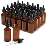 Amber Glass Bottles with Pipette and 6 Funnels, 30-Count of Dropper Bottles, Refillable for Essential Oils, Aromatherapy, 36 Pieces Total, 60 ml Each