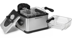 Elite Platinum EDF-401T Maxi-Matic 4 Quart Dual Deep Fryer with 3 Baskets, Brushed Stainless Steel