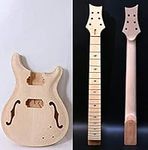 1set guitar kit Guitar neck 22fret Unfinished Guitar Body Semi Hollow Mahogany Maple Fretboard DIY Guitar