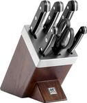 ZWILLING Gourmet 7-Piece Self Sharpening Block Set | Set Contains : 4" Paring | 6" Utility | 5" Tomato/Utility | 8" Bread | 8" Chef | Twin L Multi-Purpose Scissors