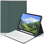 KenKe Keyboard Case for iPad Air 5th Generation (2022) / iPad Air 4th Gen (2020) with Pencil Holder, Wireless Bluetooth Magnetic Detachable Keyboard Case Cover for iPad Air 4 5 10.9 inch, Dark Green