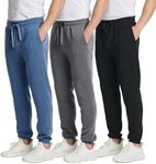 Real Essentials 3 Pack Mens Sweatpants for Men Joggers Pockets Adult Workout Pants Gym Fleece