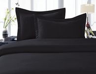 CELINE LINEN Best, Softest, Coziest Duvet Cover Ever! 1500 Thread Count Egyptian Quality Luxury Super Soft WRINKLE Free 3 Piece Duvet Cover Set Full/Queen, Black