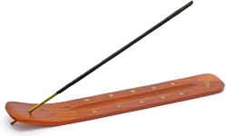 TICHI 2 X Handmade Wooden Brown Incense Stick Holder Burner with Brass Inlay Great Gift for Any Occasion size 10x1.5 inch