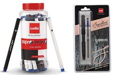 Cello Aspro Mavro Ball Pen Set & Signature Carbon + Refill Pack, Ink Blue