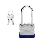 Steel Pad Lock Padlock with Key, Long Shackle Padlock Heavy Duty Padlock Waterproof packlock for Garden Shed Garage, Fence, Storage Units, Outdoor Indoor Use