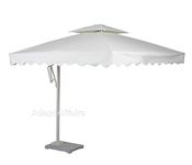 Invezo Aluminium Side Pole Square Garden Umbrella (2.5 x 2.5 sq mtr, White) with 50 kgs Granite Stand - Patio Umbrella / Outdoor Umbrella / Cantilever Umbrella / Balcony Umbrella