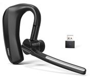 SUNITEC Wireless Headset Single-Ear Bluetooth Headset with Noise-Canceling Microphone Bluetooth Earpiece 20H Talking Time Lightweight Ear Hook Headset for Cell Phone Meeting Business Trucker Office