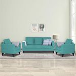 Adorn India Hallton Plain 3-1-1 5 Seater Sofa Set (Aqua Blue)