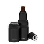 asobu Frosty Beer 2.0 Fully Insulated Stainless Steel 12 Ounce Beer Bottle and Can Cooler with Beer Bottle Opener (Midnight Black)