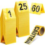 Crime Scene Markers Evidence Markers, includes 60 Number ID Tents and a Roll of 164 ft Caution Tape Murder Themed Mystery Halloween Party Decorations