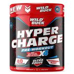 WILD BUCK Hyper Charge Pre-X4 Hardcore Pre-Workout Supplement powder with Creatine Monohydrate, Arginine AAKG, Explosive Muscle Pump, Caffeinated Punch For Men & Women[40 Serv, Cranberry Blast]