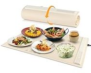 Electric Warming Trays for Food, Foldable & Portable Warming Tray with Silicone Nano-Material, Full-surface Heating Mat with Adjustable Temperature, Versatile Food Warmers for Buffets Party, Daily Use