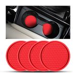 CGEAMDY 4 Pack Car Cup Holder Coasters, 7cm Anti-Slip Silicone Auto Insert Cup Coaster, Non-Slip Vehicle Cup Mats for Women and Men, Interior Accessories Universal for Most Cars Trucks(Red)