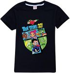 HERSE Teen Titans Go! Kids Unisex T-Shirt 100% Cotton (6, Black)