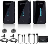 BOYA BY-XM6-S2 Wireless Lavalier Microphone 2.4GHz Dual Channel Wireless Lapel Microphones for Cameras Phone DSLR Camcorder Mic for Video Recording YouTube Vlogging (2 Transmitters & 1 Receiver)