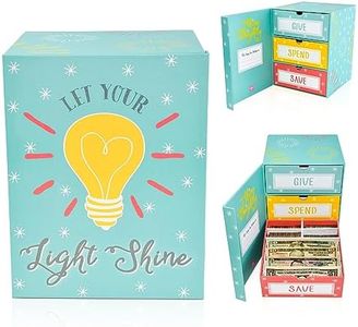 The Piggy Box Save Spend Give Piggy Bank | Teach Children About Saving Money & Giving | Three Drawers for Bills and Coins | Great for Birthday/Holiday Gifts & Room Decor