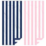2 Pack Microfiber Beach Towel, Quick Dry Travel Towel Large Sand Free Towel for Beach, Camping, Swim Pool, Gym, Sports& Yoga 71"x32", Stripe Navy & Pink