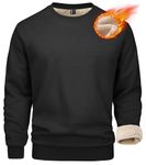 MAGCOMSEN Sweatshirts for Men Fleece Pullover Winter Sweaters Sherpa Lined Crewneck Cotton Sweatshirt Warm Black M