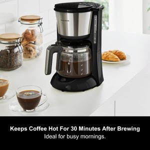 Morphy Richards Filter Coffee Machine – 10 Cup, Pour Over, Black/Steel