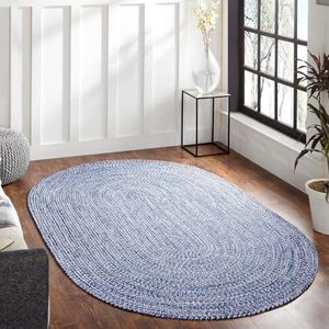 Superior Reversible Braided Indoor/Outdoor Area Rug, Living Room, Bedroom, Farmhouse, Kitchen, Patio, Beach House, Garden, Terrace, Veranda, Entryway, Playroom, Home, Office, 3'x5', Denim Blue-White