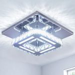 CXGLEAMING Modern Crystal Ceiling Lighting Mini Crystal Chandelier Light Fitting Semi Flush Mount LED Ceiling Light Fixture for Bedroom Living Room Kitchen Hallway Entry Foyer