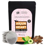 The tea trove Arjun Tea Bags-25 Eco-Friendly Arjuna Tea Bags In Resealable Pouch-Caffeine Free Ayurvedic Tea Blend Of Arjun Ki Chaal And Amla Herbal Tea For Heart And High Bp Pack Of 1,50 Grams