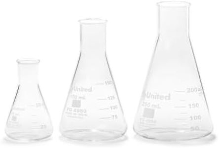 Glass Narrow Mouth Erlenmeyer Flask Set (FGSET3) - 3 Sizes - 50, 150 and 250ml, United Scientific