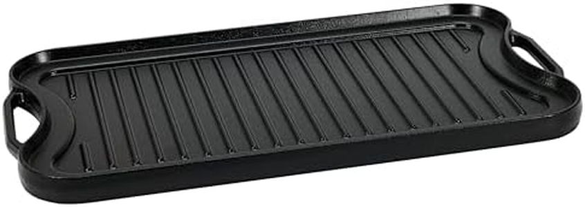 Amazon Basics Pre-Seasoned Cast Iron Reversible Rectangular Grill/Griddle, Black, 20 x 10.39 x 0.98 inch