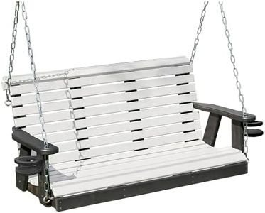 Poly Lumber Wood 5FT Cupholders Porch Swing Amish Craftsmandship Made in USA HDPE with No wood fibers 1000 lbs Limit. Stainless Steel hardware.Signature Rollback for Patio Outdoor Backyard Garden Park