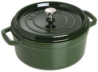 STAUB Cast Iron Roaster/Cocotte, Round, 24 cm, 3.8 L, Basil/Green