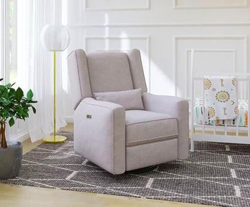 Kiwi Contour Pedic Electronic Swivel Recliner Glider, Upholstered Glider with USB Port, Easy Assembly, Water-Repellent and Stain-Resistant, Ultra-Soft and Highly Comfortable for Nursery Room Grey