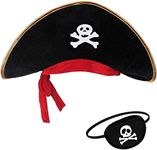 SVNFOXX Pirate Cap with Eye Patch Halloween Scary Theme Party Props For Kids and Adults | Halloween Costumes Adjustable Pirate Eye Patch (Black) (Pack of 2)