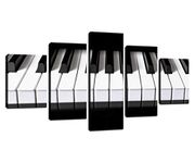 Modern Home Decor Piano Keyboard Black and White Canvas Wall Art for Bedroom Pictures Prints Artwork Large Posters Painting Framed 5 Pieces Gifts Ready to Hang(60"Wx32"H)