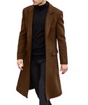 SOMTHRON Men's Casual Trench Coat Slim Fit Notched Collar Long Jacket Overcoat Single Breasted Pea Coat wih Pockets TA-S