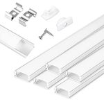 LED Aluminum Profile, U Shape LED Aluminum Channel with Diffused Cover, End Caps and Mounting Clips for Led Strip Lights 6pcs 3.3 ft/1m