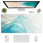 Atufsuat Extended Gaming Mouse Pad, XXL Large Mouse Mat 30 x 14 Inch, Big Computer Keyboard Mousepad, Waterproof Desk Pad with Stitched Edges and Non-Slip Base for Office Gaming, Green White Marble