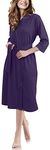 NY Threads Lightweight Women Dressing Gown, Soft Cotton Blend Kimono Robe Perfect for Loungewear and Sleepwear (Large, Royal Purple)