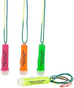 Fun Express Jesus is The Light Flashlight On A Rope Set - Christian Religious Supplies for Gifts Events Church Gatherings - Perfect for Faith-Inspired Celebrations Outreach & Teaching - 12 Pieces