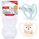 NUK Space Baby Dummy | 0-6 Months | Soothers with Extra Ventilation for Sensitive Skin for Sensitive Skin | BPA-Free Silicone | Fox | 2 Count