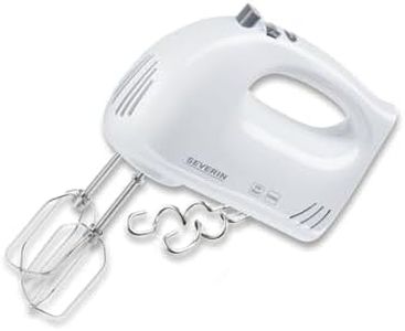 SEVERIN HM 3820 Hand Mixer, 5 Speed Levels, Turbo, Stainless Steel Whisks & Dough Hooks, White