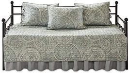 Comfort Spaces Daybed Cover - Luxe Double Sided-Quilting, All Season Cozy Bedding with Bedskirt, Matching Shams, Kashmir Blue/Grey 75"x39" 5 Piece