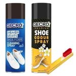 Shadow Securitronics Gecko Shoe Care Kit | Shoe & Socks Odour Deodorant Spray with Cleaner Spray for Shoes/Loafers/Sneakers/Sports Shoes/Golf/Tennis/Canvas Shoes| Anti Allergic (Pack of 2) 200 ML