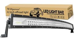 Willpower 42 inch Curved LED Light Bar 540W Spot Flood Combo Triple Row Led Off road Driving Fog Lights with Mounting Bracket for Car Tractor Truck ATV SUV Boat