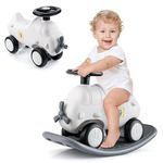 BABY JOY Rocking Horse, 3 in 1 Balance Car Ride On Rocking Toy for w/Detachable Balance Board, Smooth Wheels & Cute Appearance, Rocking Horse for Toddlers 18-72 Months Indoor Outdoor Play (Plane)