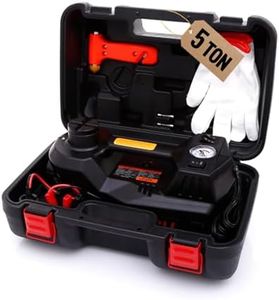 Trihelper Car Jack Hydraulic Jack – 5 Ton Electric Car Jack Stand Three in One Car Jack Kit for Sedans SUV Car Lift Floor Jack for Tire Change and Road Emergencies with Integrated Tire Pump (Black)