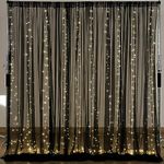 10×10ft Black Tulle Backdrop Curtain with Lights String for Parites, Sheer Curtain Backdrop Drapes for Wedding Party Home Decorations