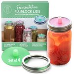 Fermentation Airlock Silicone Lids including Stainless Steel Bands for Fermenting - Set of 4