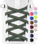 Stepace 2 Pairs Elastic No Tie Shoe Laces for Kids and Adults Sneakers, Stretch Flat Tieless Shoestrings Army Green 120