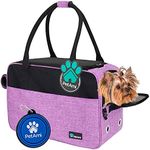 PetAmi Airline Approved Dog Purse Carrier | Soft-Sided Pet Carrier for Small Dog, Cat, Puppy, Kitten | Portable Stylish Pet Travel Handbag | Ventilated Breathable Mesh, Sherpa Bed (Purple)